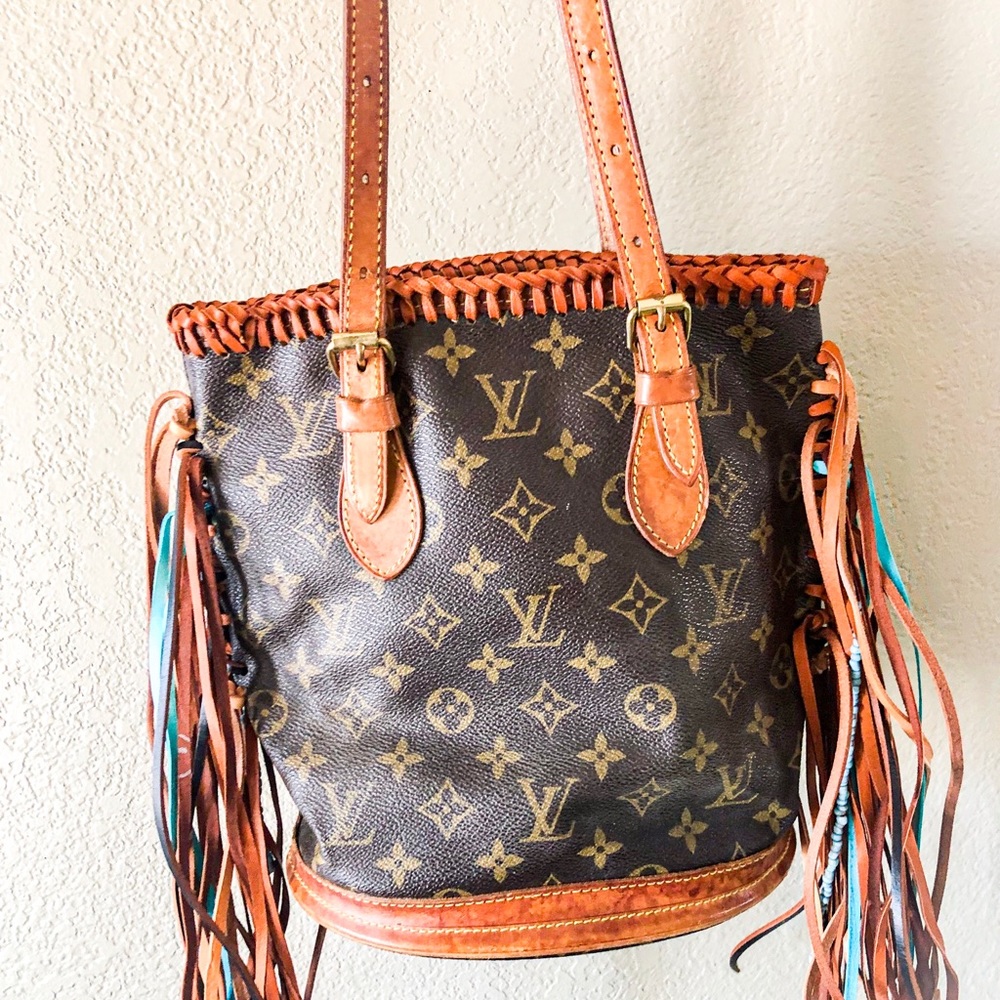 Boho revamp Louis Vuitton bucket bag fringe